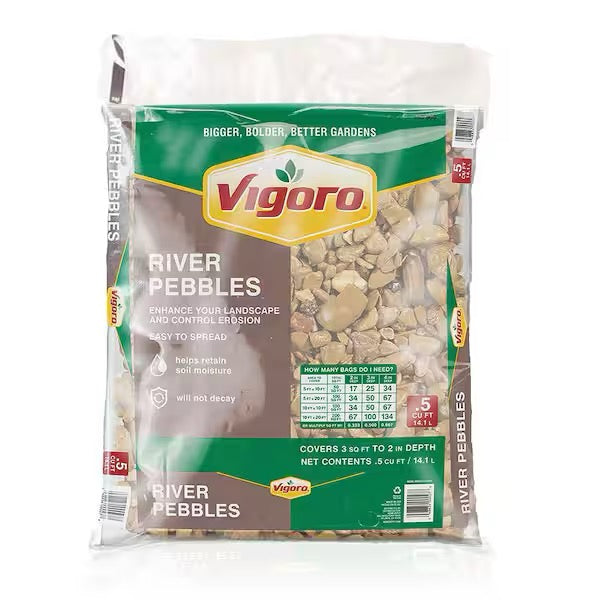 Vigoro 0.5 cu. ft. Bagged River Pebble Landscape Rock