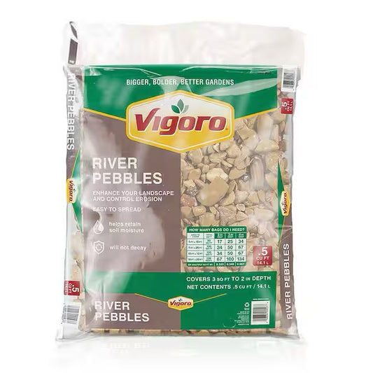 Vigoro 0.5 cu. ft. Bagged River Pebble Landscape Rock