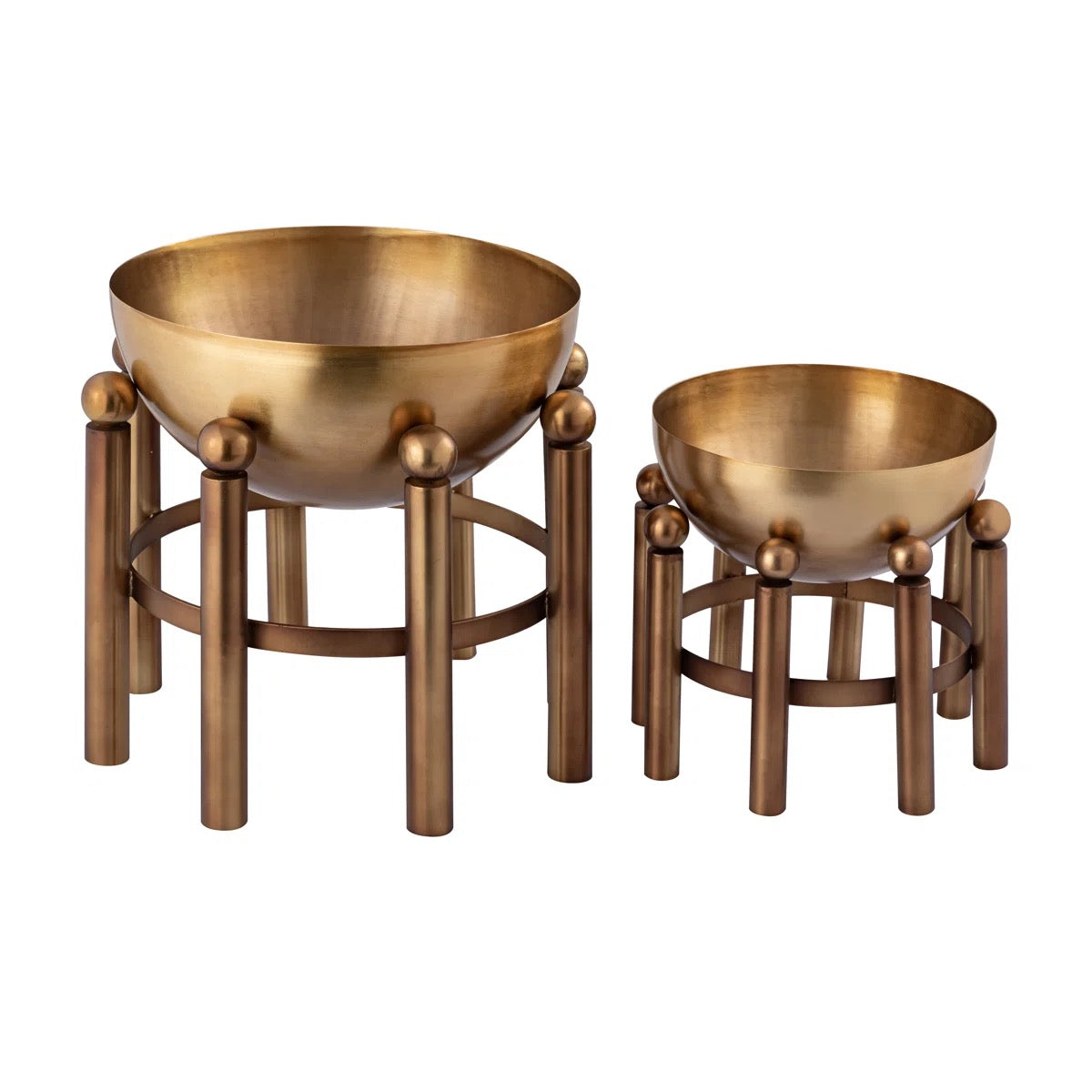 Piston Footed Planter - Small Aged Brass