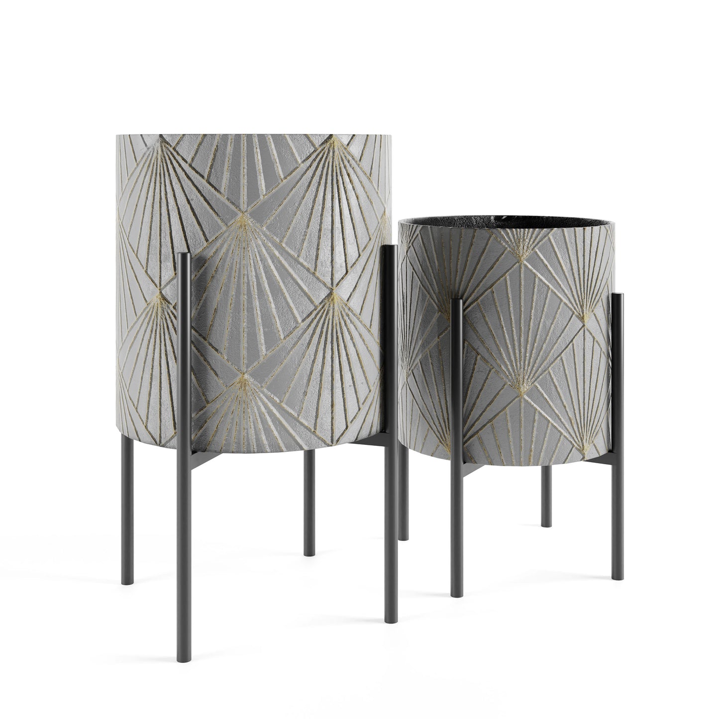 Vertu Yvette Gray Metal Floor Planters Small B
